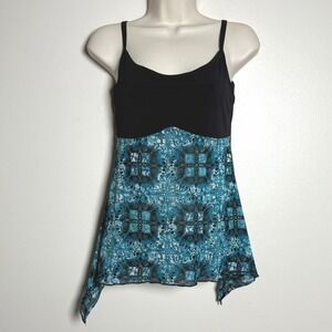 Los Angeles Express VTG Womens Handkerchief‎ Cami Top S Blue Mesh Y2K Whimsigoth
